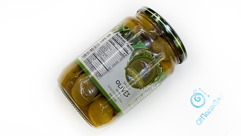 Зелёные оливки с косточкой DEMETRA`S GIFTS, Греция (на разв.), Нетто 700 грамм, продукта 400 грамм