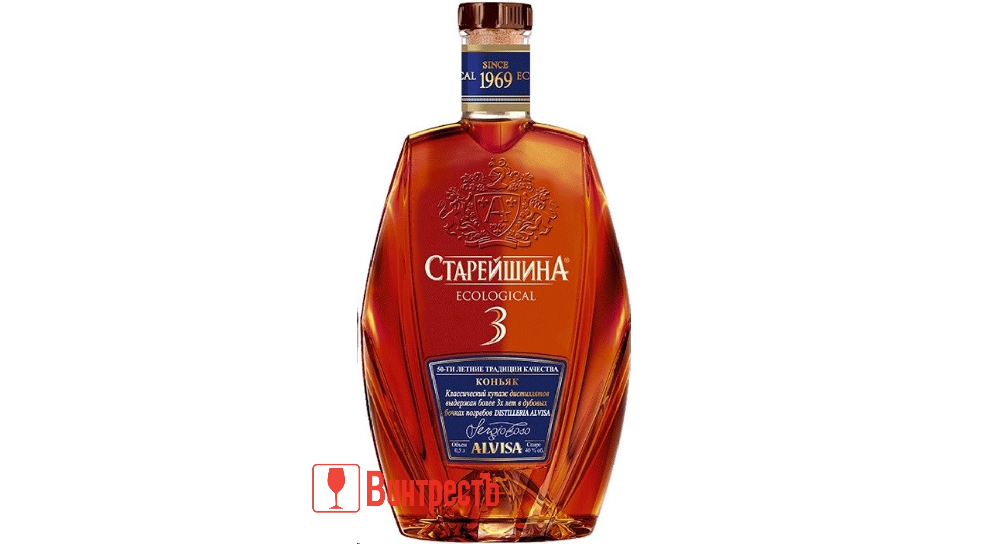 КОНЬЯК СТАРЕЙШИНА 3ГОДА 0.5л