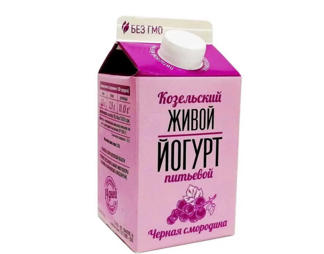 Йогурт козельский "Живой" Черная смородина 2.5% 450 грамм