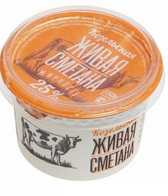 Козельская живая сметана 25% 250 грамм
