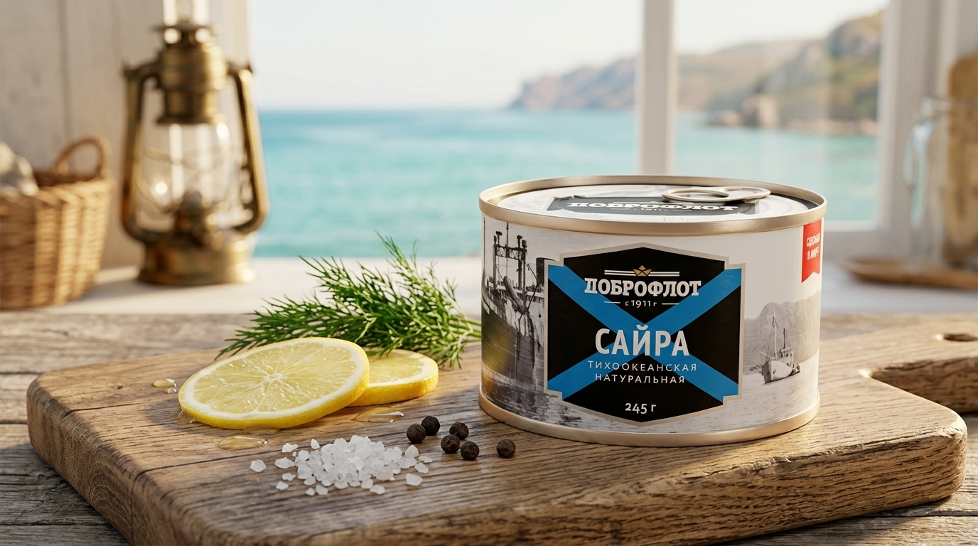 Доброфлот Сайра тихоокеанская натуральная, 245 грамм