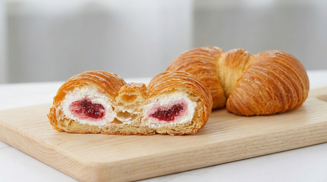 Слойка "Бантик" с красной смородиной и сливками 100 г Крафтовый