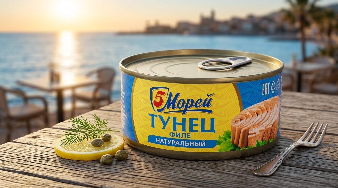 Тунец 5 Морей натуральный филе 250 грамм