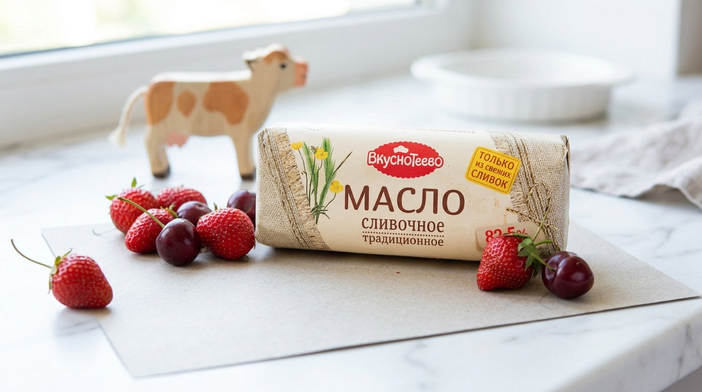 Масло сливочное вкуснотеево 400 гр 82,5%
