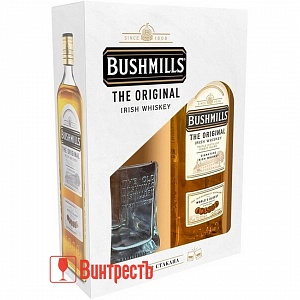 ВИСКИ БУШМИЛЛЗ ОРИДЖИНАЛ купаж. 0.7Л в ПУ+стакан