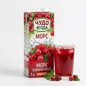Морс "Чудо ягода клюквенный" 1 литр (ВТ)