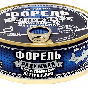 &quot;Ecofood&quot;Форель радужная в собственном соку натуральная 240г (Семь хлебов и рыбы)