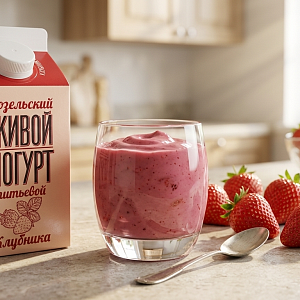 Йогурт козельский "Живой" Клубника 2.5% 450 грамм