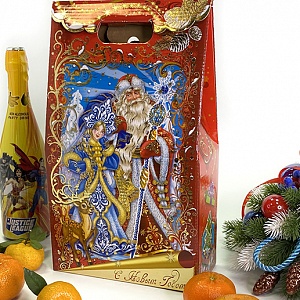 Подарочная новогодняя картонная коробка (пустая) &quot;Зачарованный лес&quot;, 22х10,5х38 см