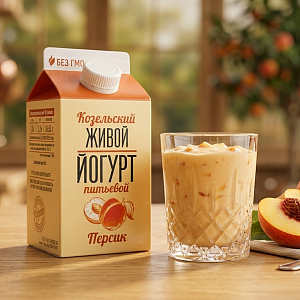 Йогурт козельский "Живой" Персик 2.5% 450 грамм