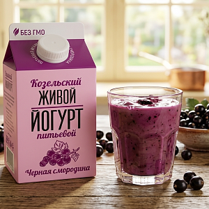 Йогурт козельский "Живой" Черная смородина 2.5% 450 грамм